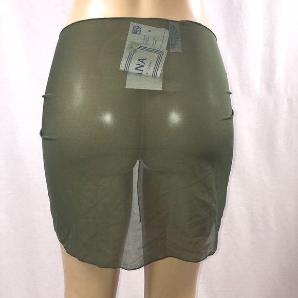 Zuliana Green Mesh Short Sarong. Made in USA New With Tags - Picture 4 of 4